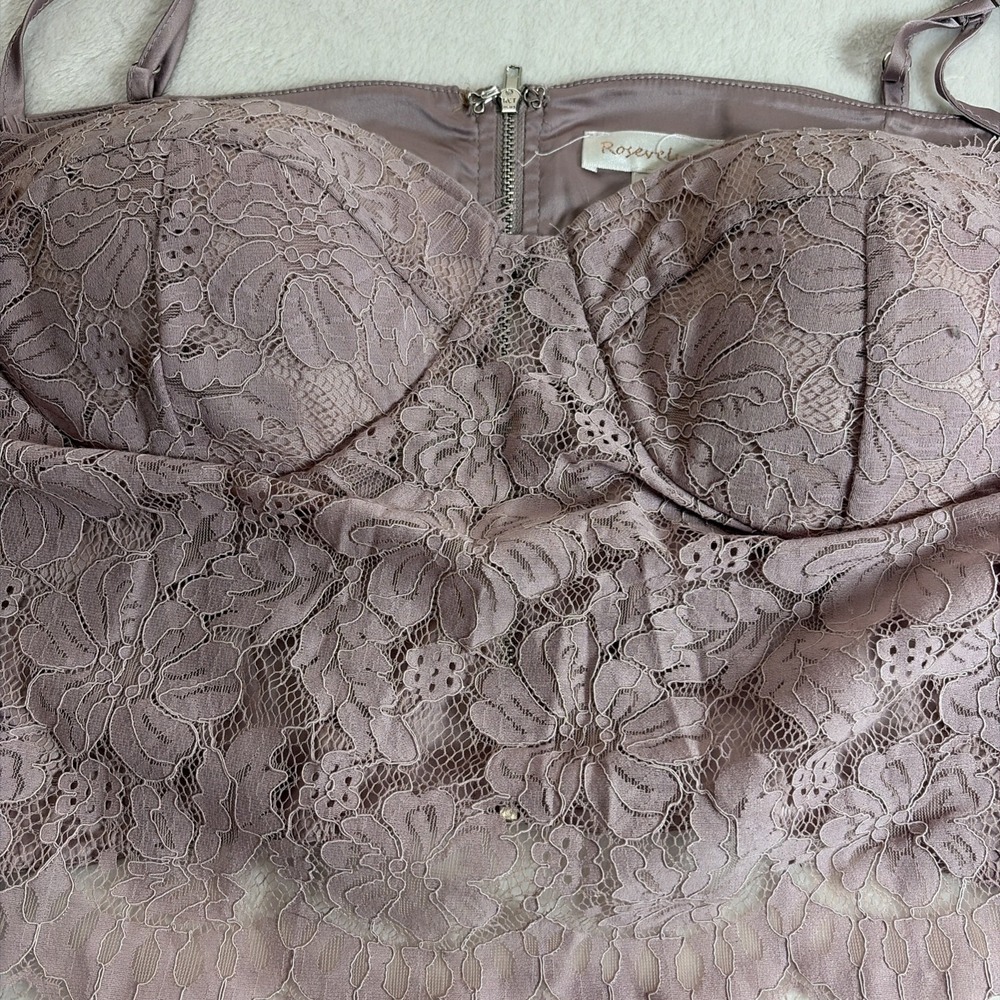 Rose Velvet Lace Corset Women's NWT Size 3XL Mauve Purple Bustier Retro Vintage - Picture 2 of 8